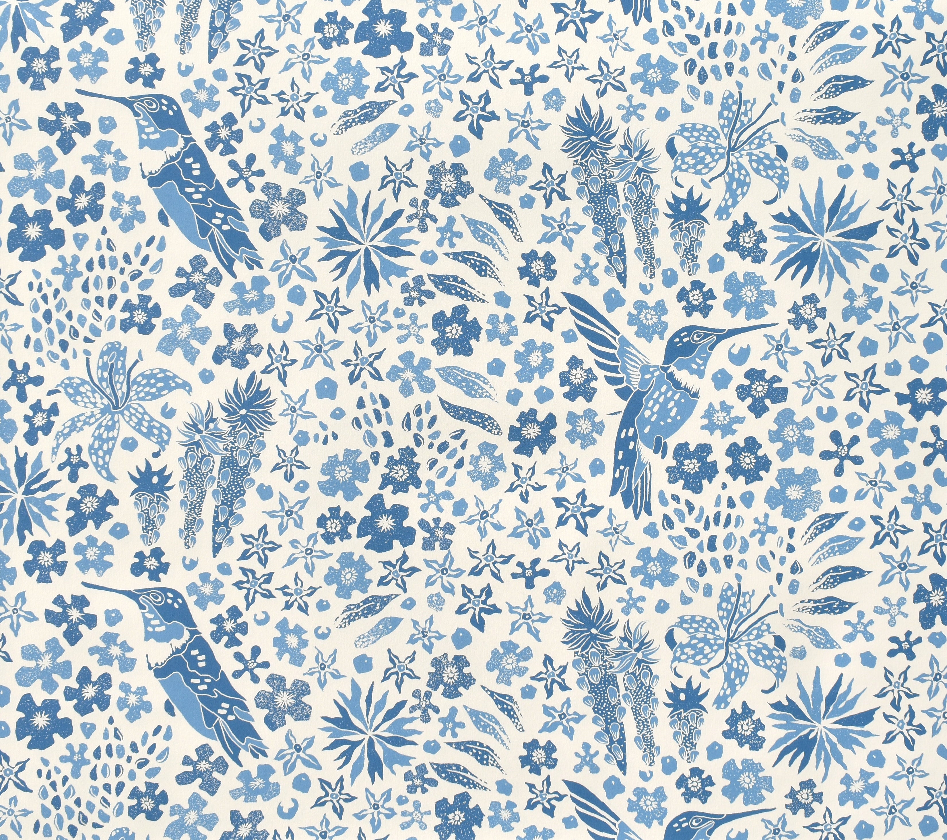 HUMMINGBIRD Wallpaper in Deep Blue