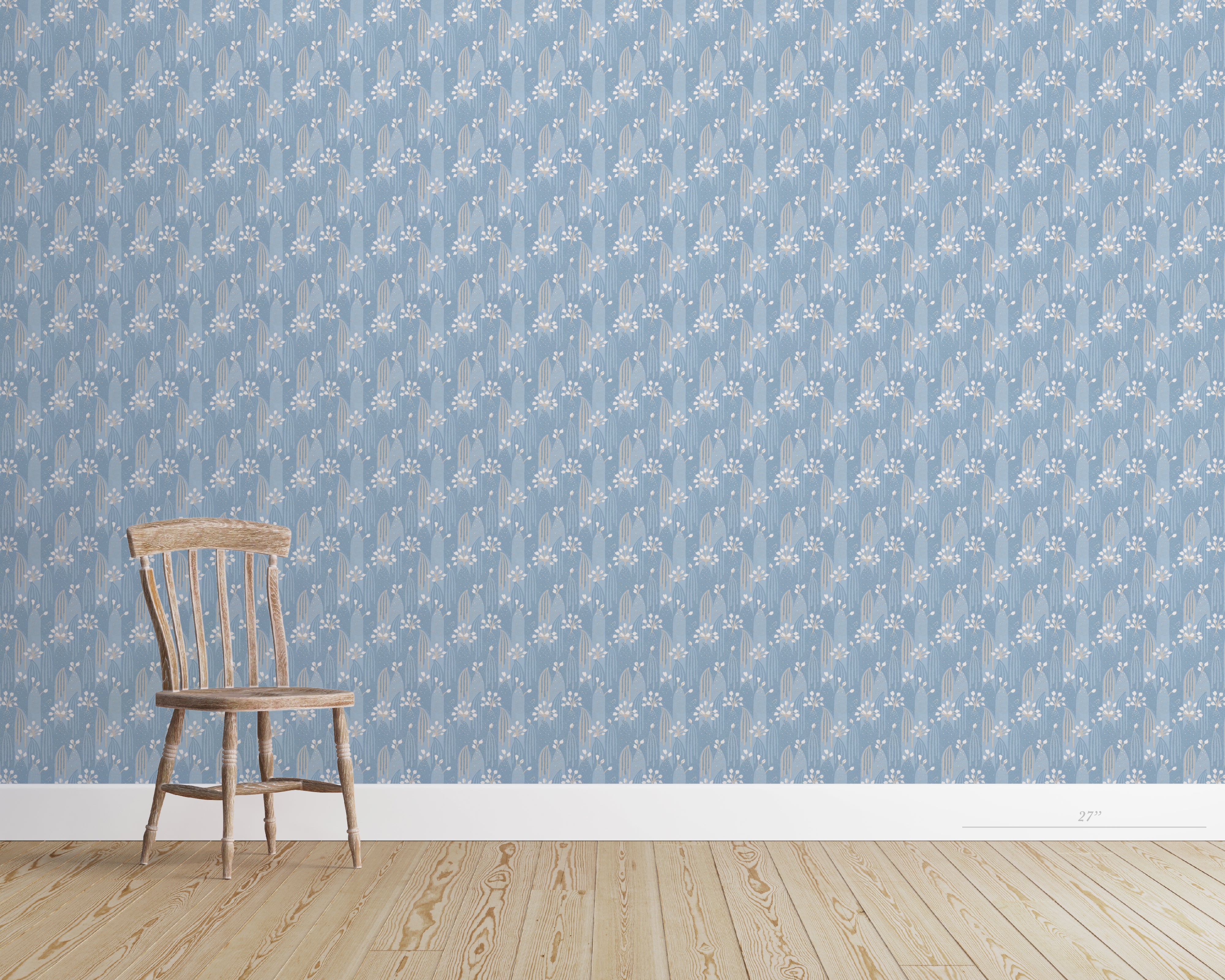 WILD RAMPS Wallpaper in Blue & Taupe