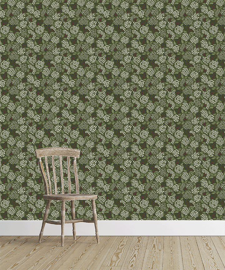 ELDERBERRY Wallpaper in Moss