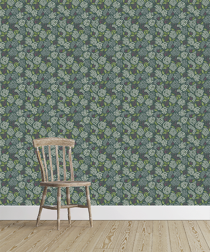 ELDERBERRY Wallpaper in Spruce Sample
