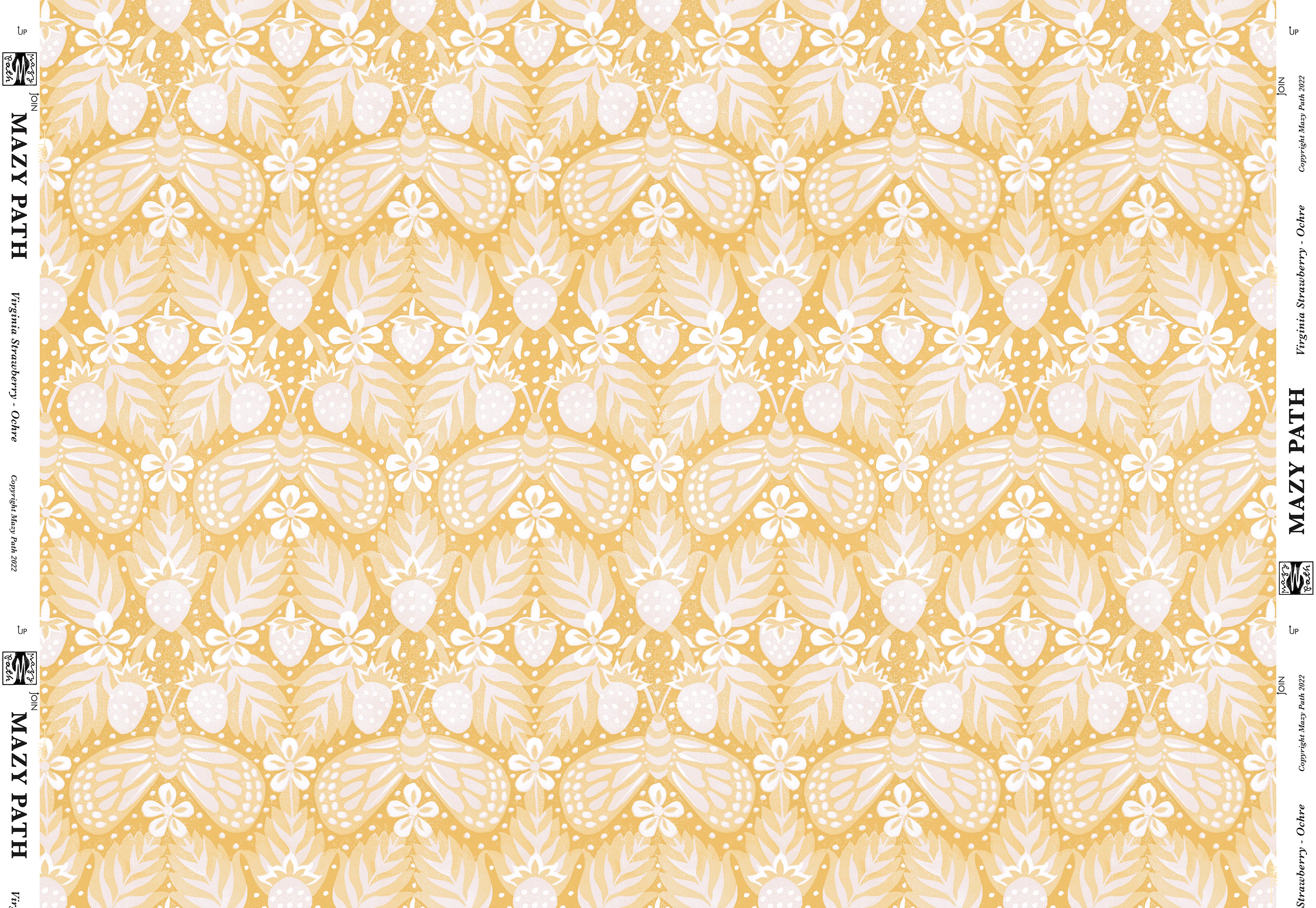 VIRGINIA STRAWBERRY Wallpaper in Ochre