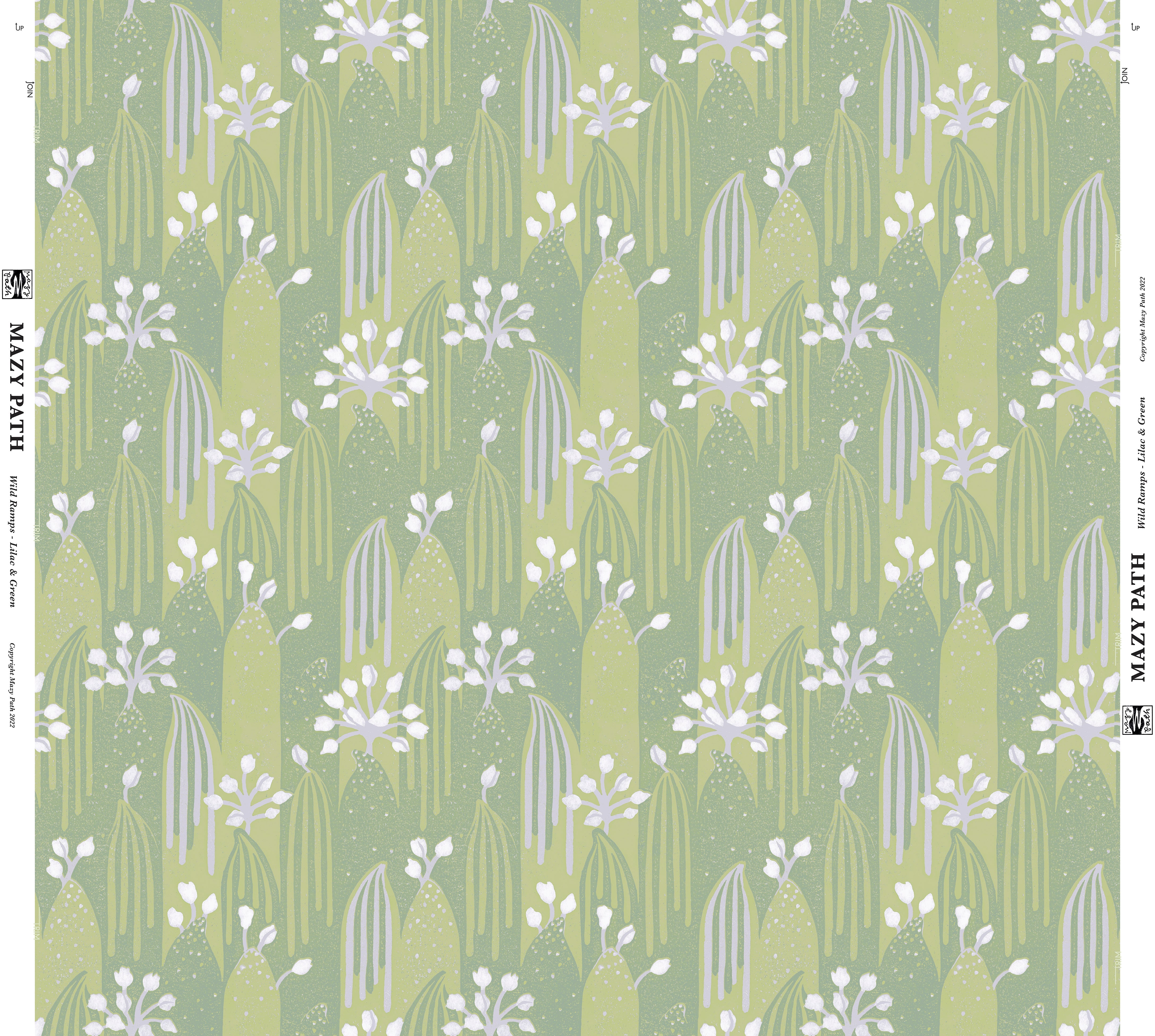 WILD RAMPS Wallpaper in Lilac & Green Sample