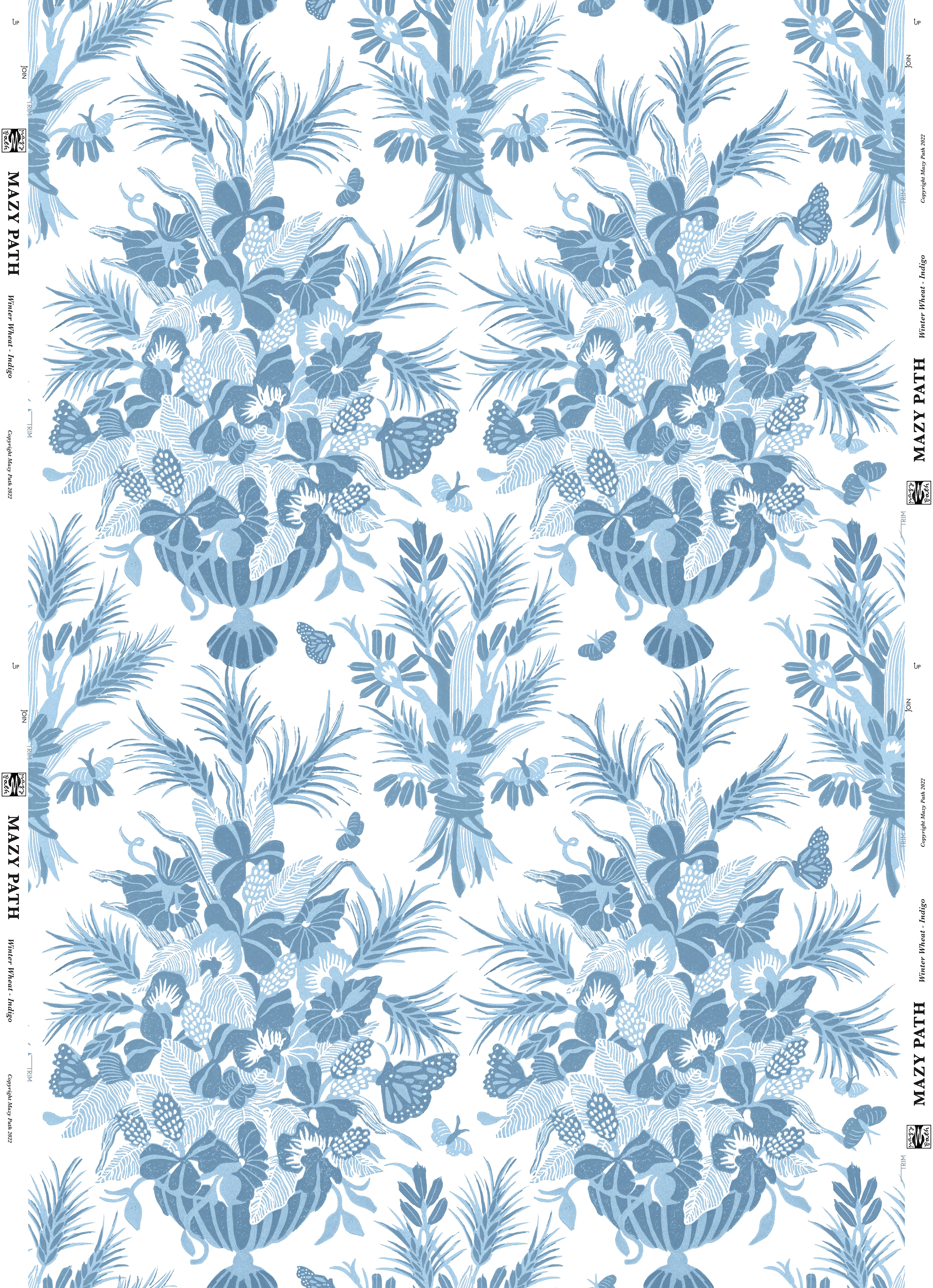 WINTER WHEAT Wallpaper in Indigo