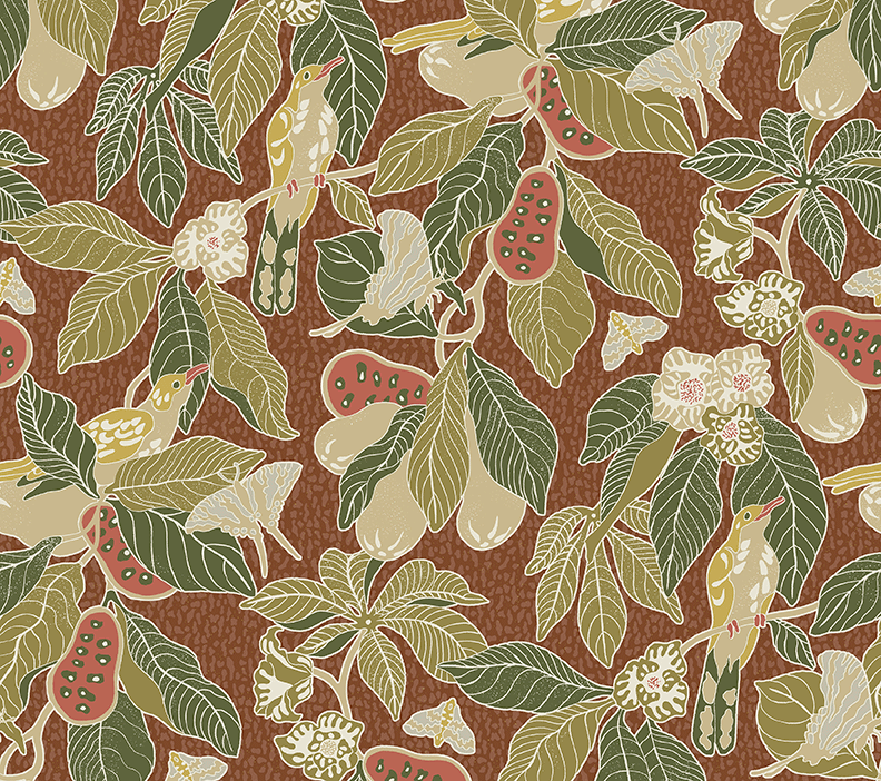 PAWPAW Wallpaper in Clay Sample