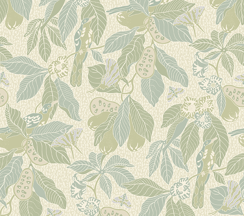 PAWPAW Wallpaper in Willow Sample